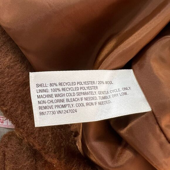 A New Day Brown Two Button Spread Collar Lined Furry Jacket Size Small - Picture 9 of 11